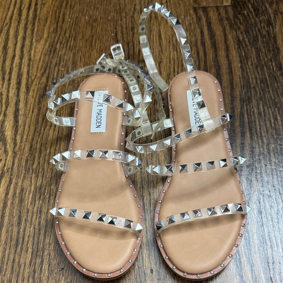 Steve Madden Women's Sandals with Clear and Tan Studded Design - Picture 1 of 4